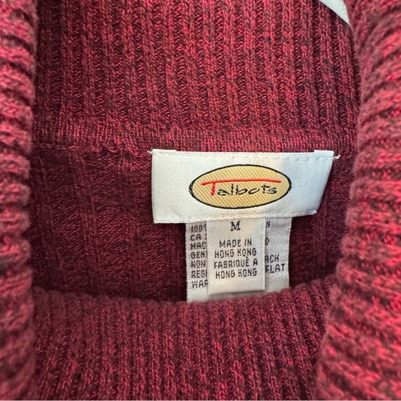 Vintage Talbots Heathered Red Size Medium Turtleneck Cotton - Picture 3 of 4
